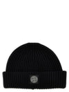 N22C3 Full Rib RWS Wool Beanie Black - STONE ISLAND - BALAAN 1