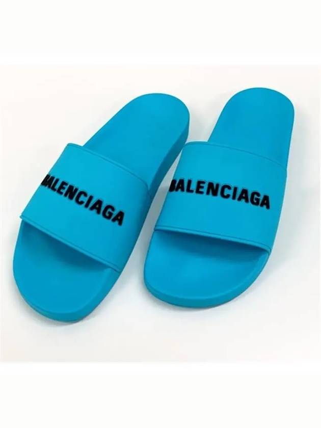 Men's Logo Full Slippers Blue - BALENCIAGA - BALAAN 3