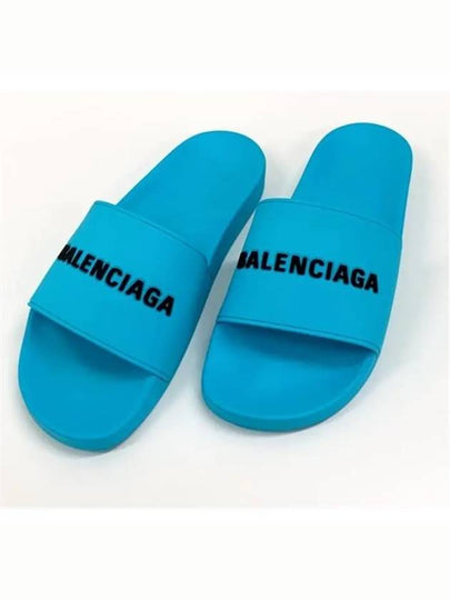 Logo Slide Sandals Blue - BALENCIAGA - BALAAN 2