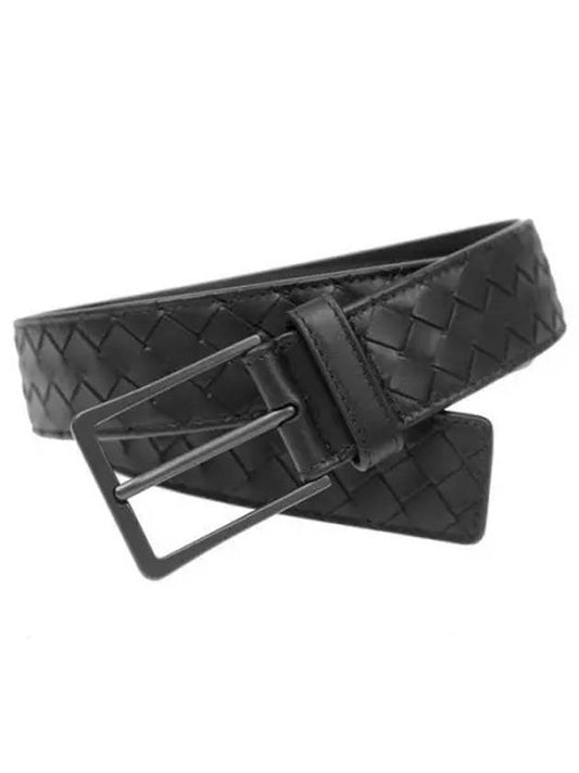 Intrecciato Leather Belt Black - BOTTEGA VENETA - BALAAN 2