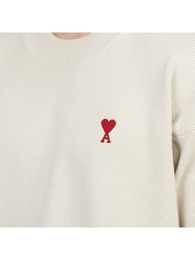 Red ADC Chain Stitch Heart Logo Knit Top Ivory - AMI - BALAAN 7