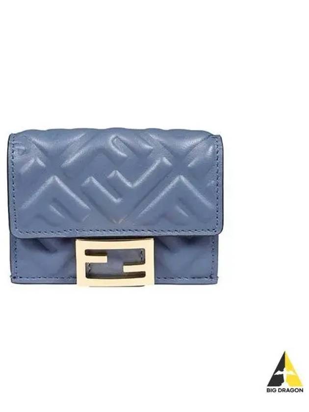 Women s Baguette Micro Tri fold Half Wallet Blue 8M0395 AAJD - FENDI - BALAAN 1