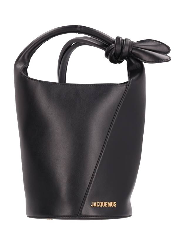 Le Petit Tourni Mini Knotted Leather Bucket Bag Black - JACQUEMUS - BALAAN 2