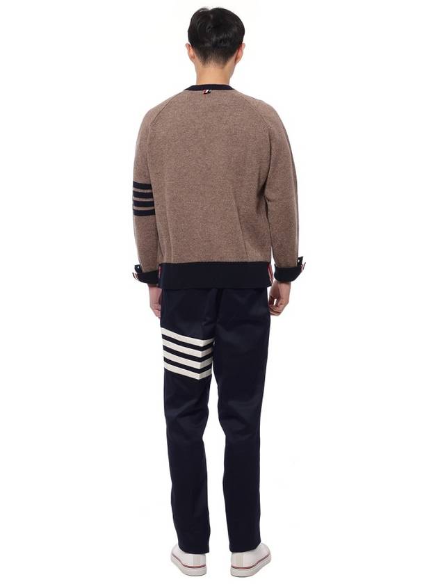 Diagonal Unconstructed Chino Straight Pants Navy - THOM BROWNE - BALAAN 6