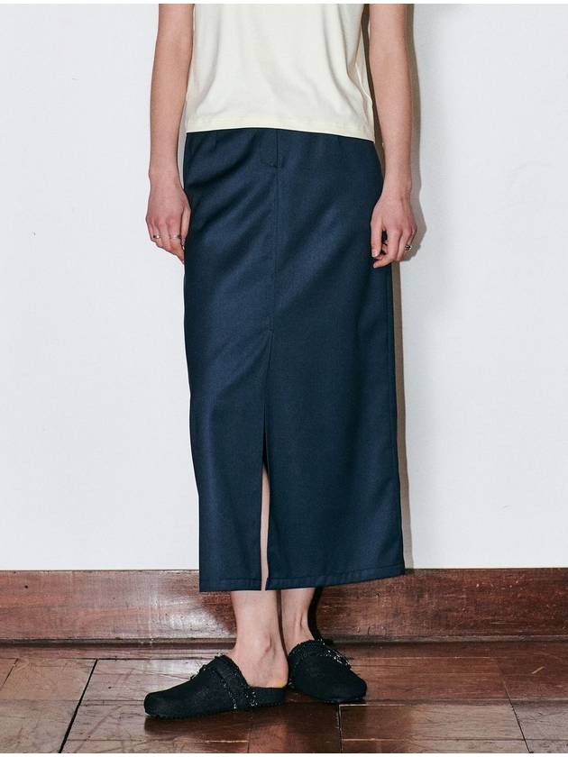 Front Slit Skirt Navy - CORCA - BALAAN 1