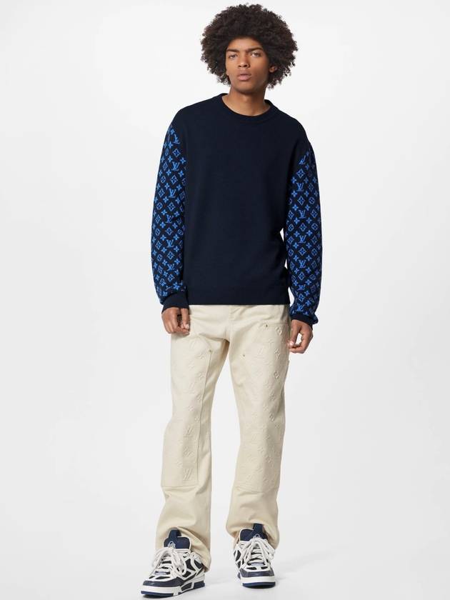 Monogram Mix Cashmere Crew Neck Knit Top Navy - LOUIS VUITTON - BALAAN 5