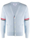 Milano Stitch Sprite Armband Cotton V-neck Cardigan Light Blue - THOM BROWNE - BALAAN 2