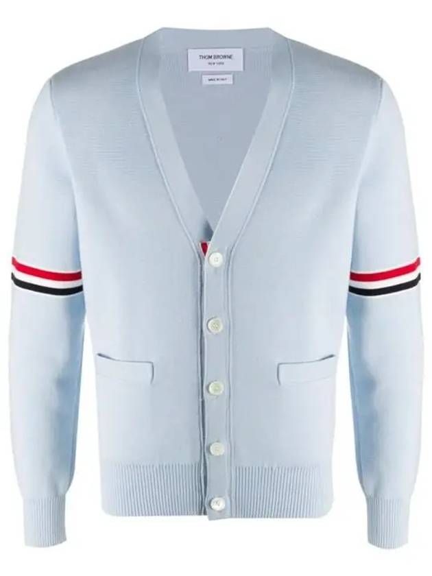 Milano Stitch Sprite Armband Cotton V-neck Cardigan Light Blue - THOM BROWNE - BALAAN 2