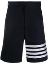 4 Bar Cotton Pocket Shorts Navy - THOM BROWNE - BALAAN 1