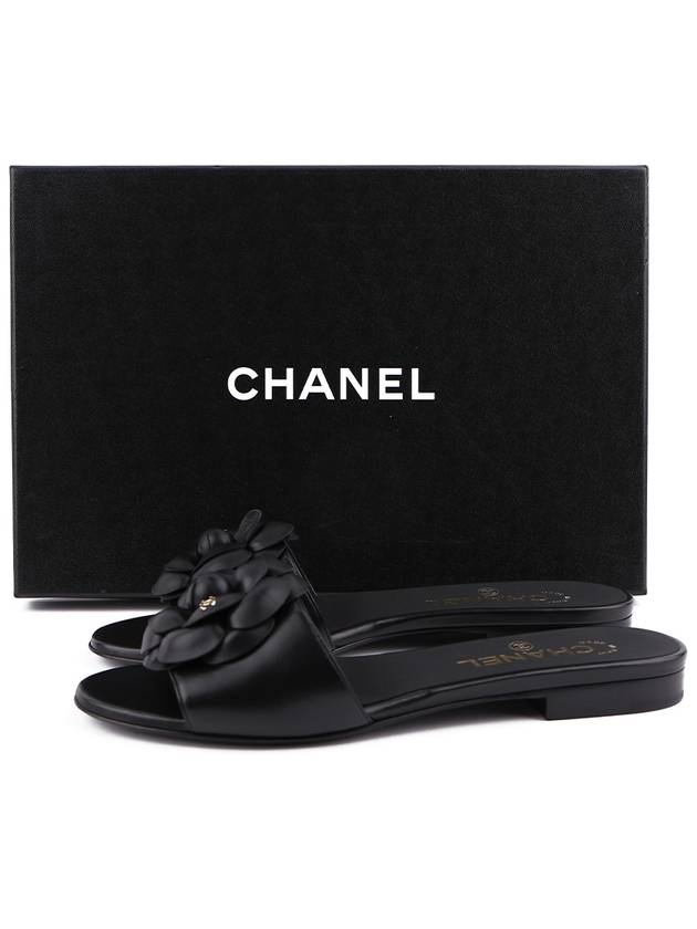 Women's Camellia Lambskin Mule Black - CHANEL - BALAAN 3