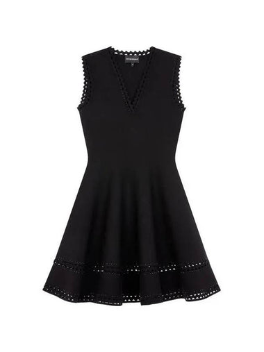 Women s Wave Hem Flare Dress Black - EMPORIO ARMANI - BALAAN 1