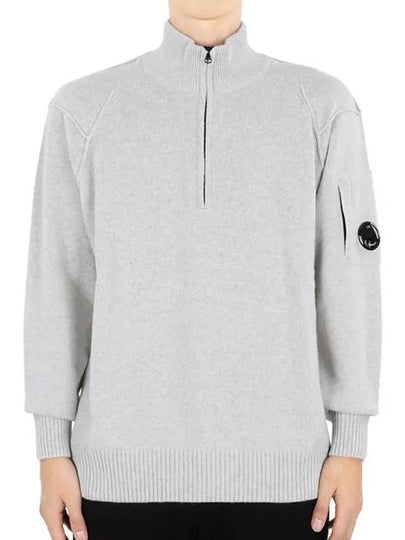 Lambswool GRS Half Zipped Knit Top Grey - CP COMPANY - BALAAN 2