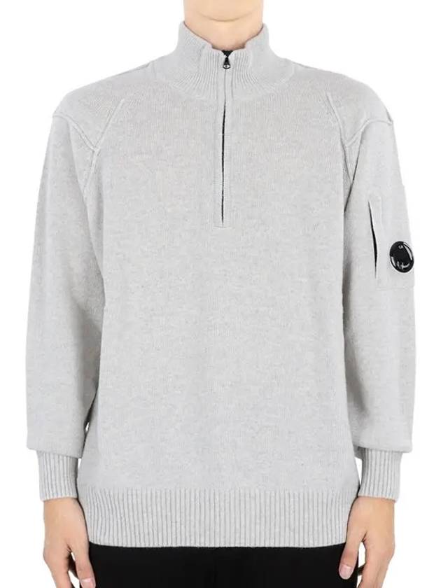 Lambswool GRS Half Zipped Knit Top Grey - CP COMPANY - BALAAN 3