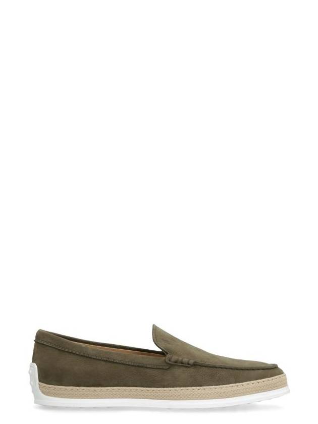 Men's Newbuck Embossed Logo Slip-On Loafers Green - TOD'S - BALAAN 1