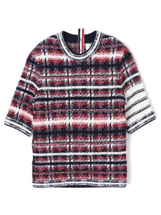 4 Bar Crew Neck Merino Mohair Knit Top Red - THOM BROWNE - BALAAN 2