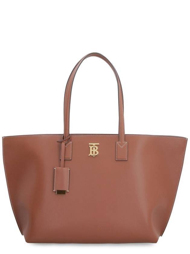 Monogram Motif Medium Leather Tote Bag Brown - BURBERRY - BALAAN 1