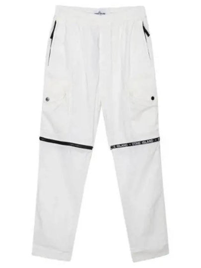 Logo Zipper Cargo Straight Pants White - STONE ISLAND - BALAAN 2