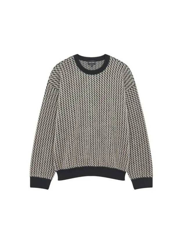 Men s Square Pattern Hairy Sweater Dark Beige 271703 - GIORGIO ARMANI - BALAAN 1