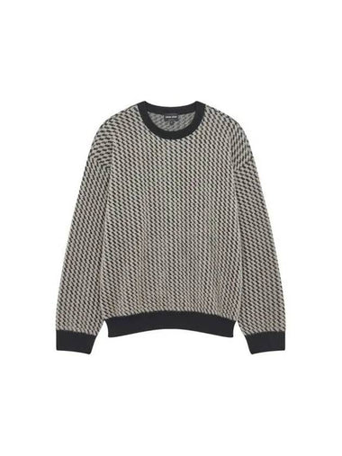 Men s Square Pattern Hairy Sweater Dark Beige 271703 - GIORGIO ARMANI - BALAAN 1