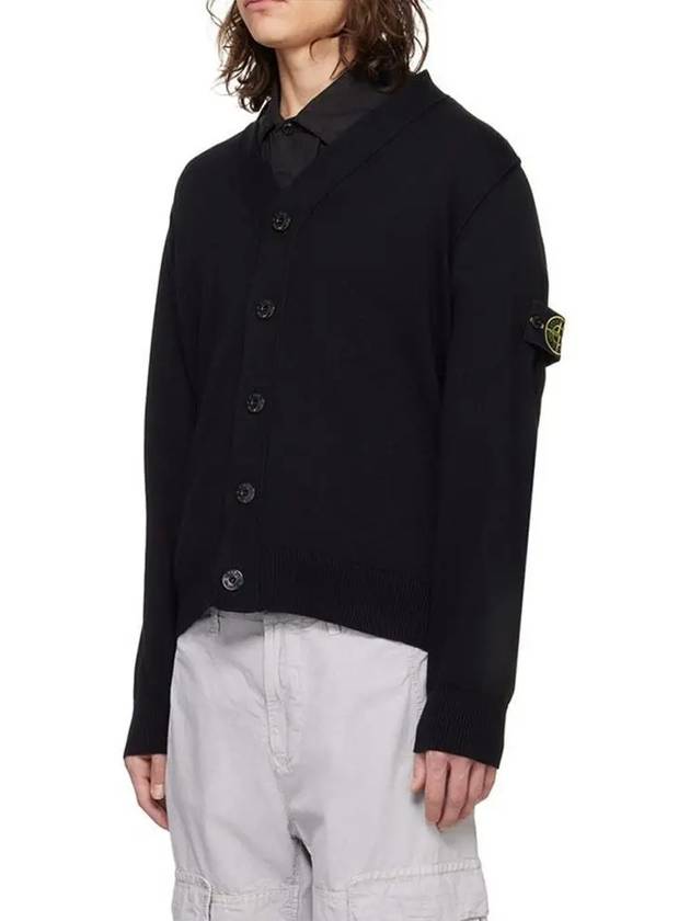 Logo Patch Cardigan Black - STONE ISLAND - BALAAN 5