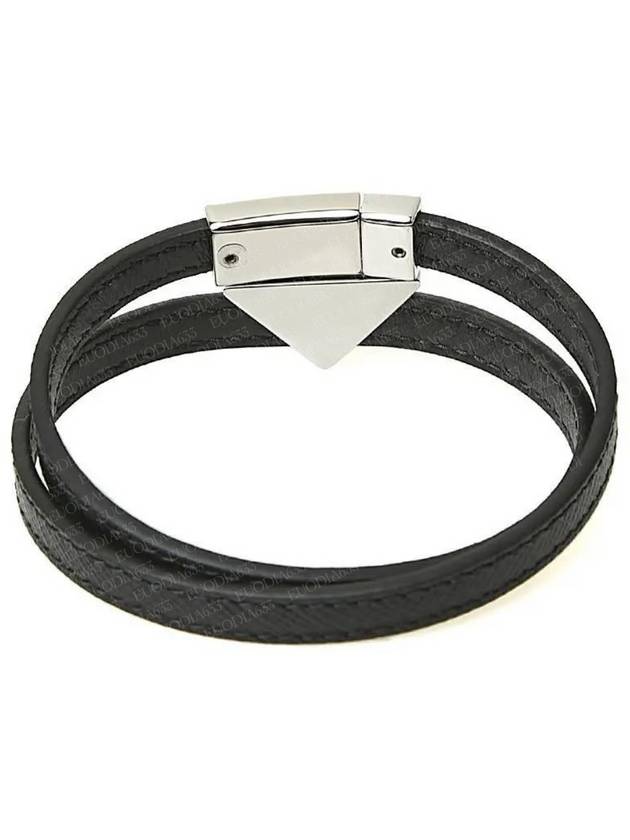 Triangle Logo Saffiano Logo Bracelet Black - PRADA - BALAAN 5