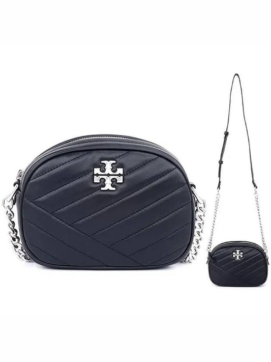 Kira Chevron Camera Cross Bag Black Silver Medal - TORY BURCH - BALAAN.