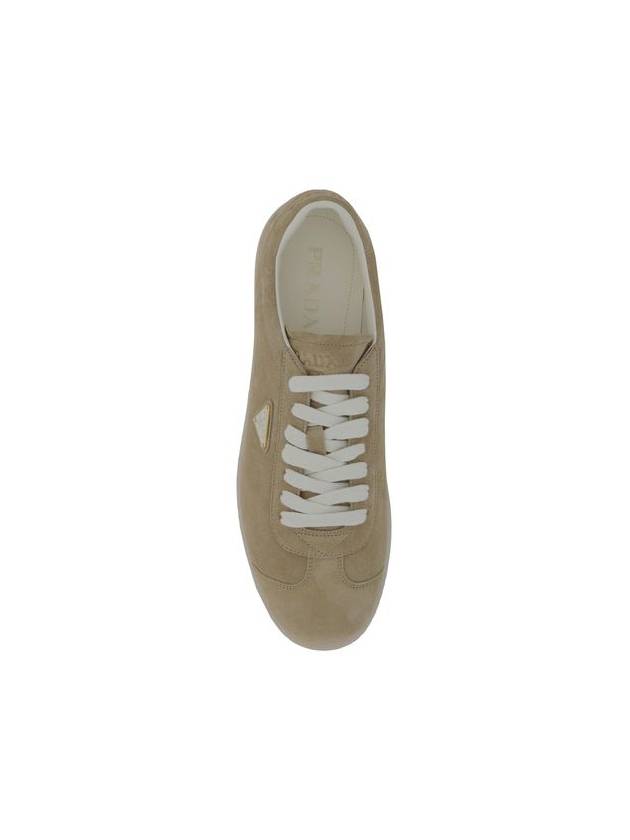 Lane Suede Low Top Sneakers Beige Tan - PRADA - BALAAN 5