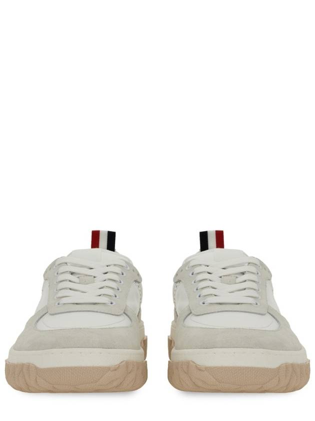 Letterman Panel Lace-Up Low-Top Sneakers White - THOM BROWNE - BALAAN 5