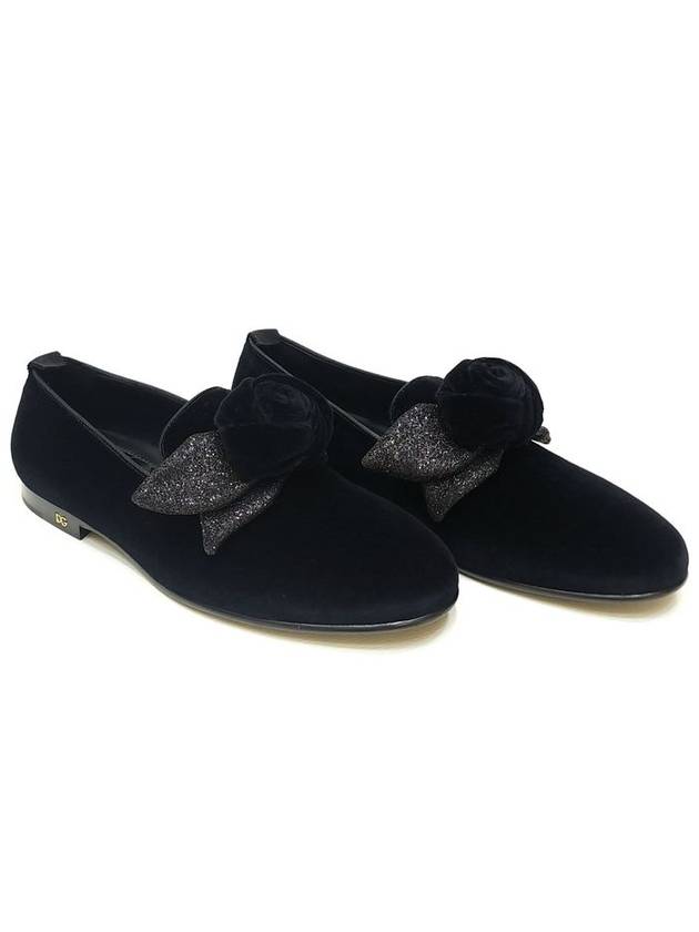 Bow Velvet Loafers Black - DOLCE&GABBANA - BALAAN 2