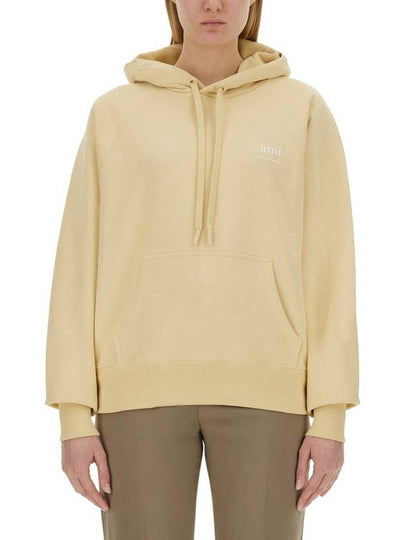 Logo Print Hoodie Beige - AMI - BALAAN 2