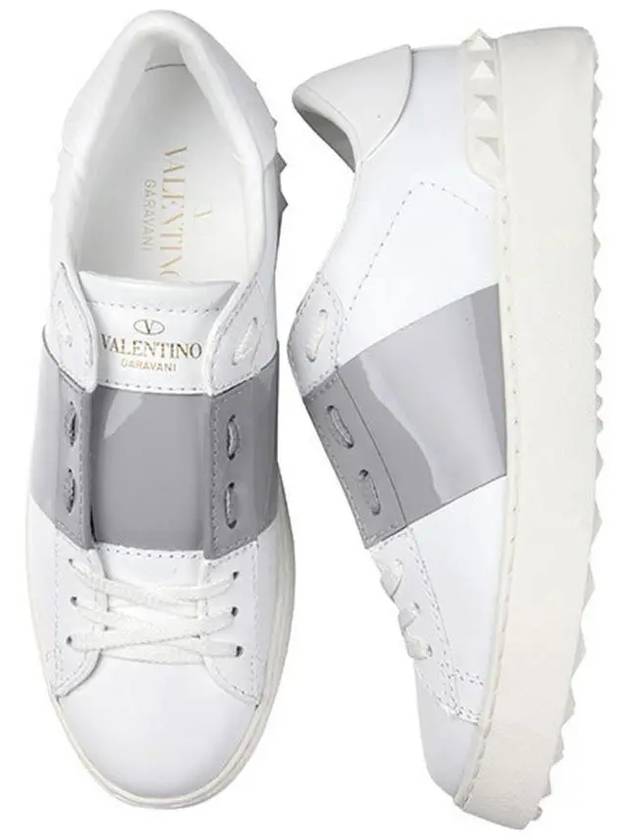 Women's Banding Open Low Top Sneakers White Grey - VALENTINO - BALAAN 2