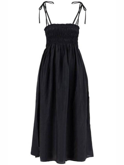 Smoke Strap Viscose Habotai Midi Dress Black - GANNI - BALAAN 2