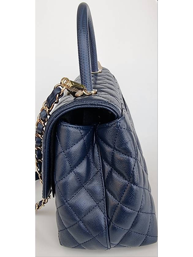 Coco Handle Caviar Medium Tote Bag Navy - CHANEL - BALAAN 7