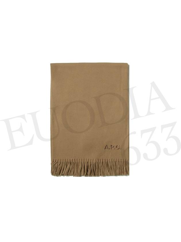 Signature Embroidered Logo Wool Muffler Camel - A.P.C. - BALAAN 4