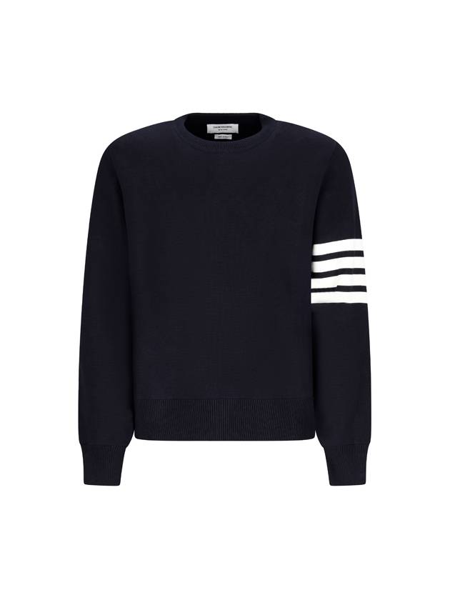 4 Bar Armband Milano Stitch Knit Top Navy - THOM BROWNE - BALAAN 2