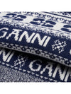 logo wool mix jacquard cardigan blue - GANNI - BALAAN 11