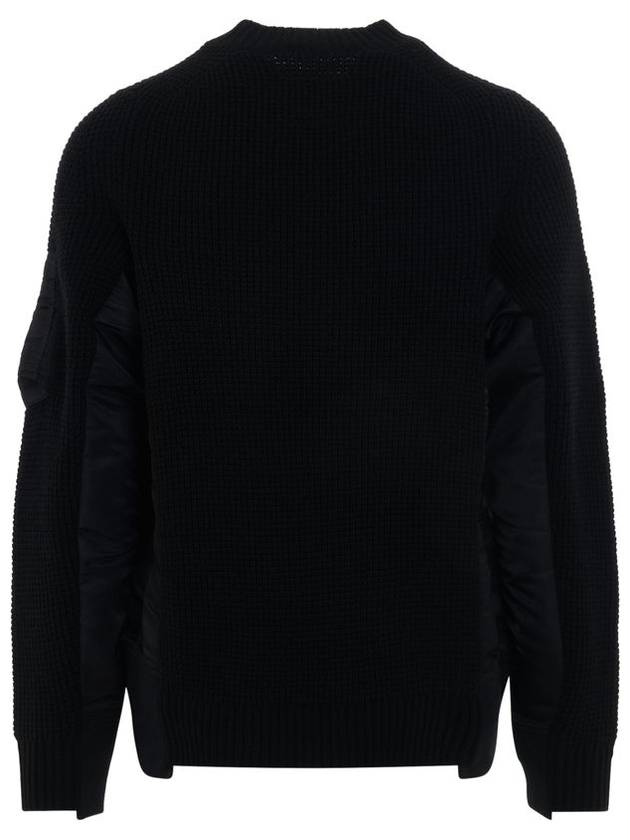 Nylon Twill Wool Knit Top Black - SACAI - BALAAN 3