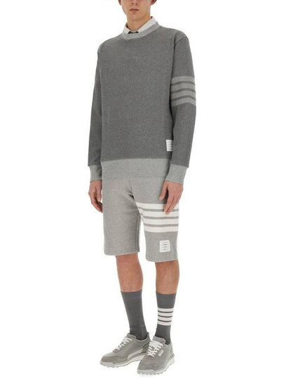 4 Bar Crew Neck Sweatshirt Grey - THOM BROWNE - BALAAN 2