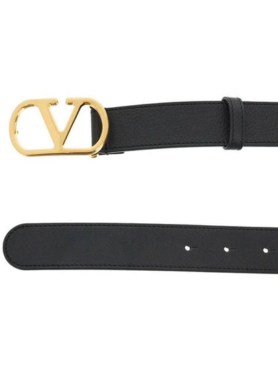 elegant black leather belt with gold buckle 30 mm - VALENTINO - BALAAN 2