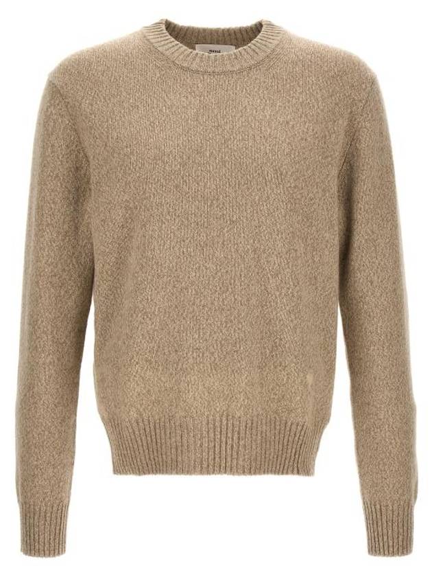 Men's Tonal Cashmere Crew Neck Sweater Champagne - AMI - BALAAN 2