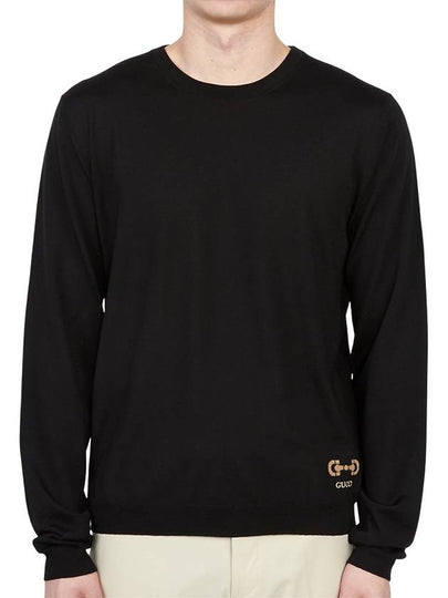 Horsebit Intarsia Wool Knit Top  Black - GUCCI - BALAAN 2