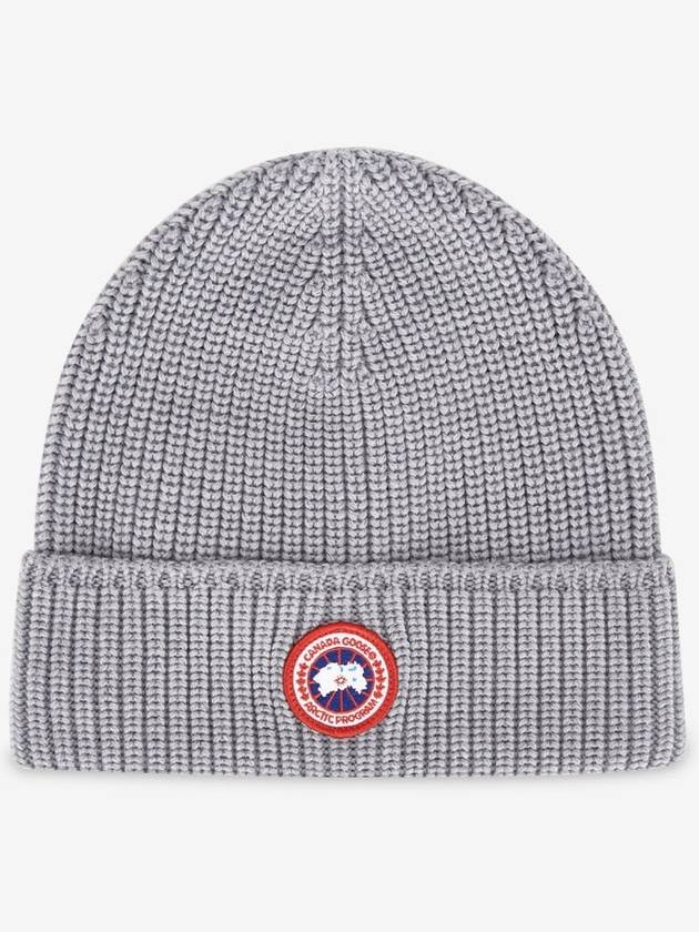 Logo Arctic Disc Rib Beanie Heather Grey - CANADA GOOSE - BALAAN 2