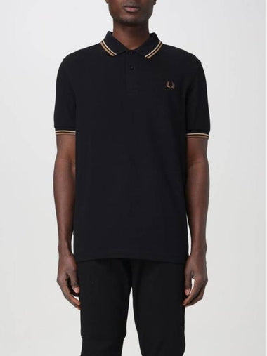 Twin Tip Logo Short Sleeve Polo Shirt Black - FRED PERRY - BALAAN 1