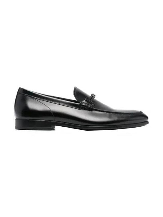 Double T Logo Leather Loafers Black - TOD'S - BALAAN 1