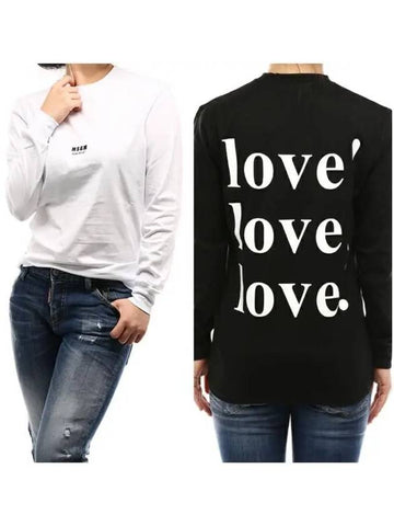 Women s Love Logo Printing Long Sleeve T Shirt 2841MDM226 - MSGM - BALAAN 1