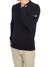 Logo Patch Crew Neck Wool Knit Top Navy - STONE ISLAND - BALAAN 6