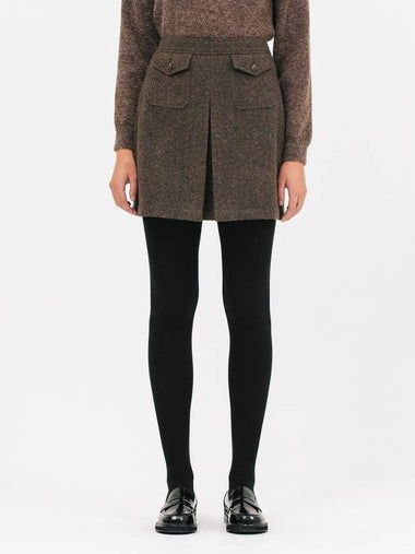 Pocket Wool Short A-Line Skirt Brown - JUN BY JUN K - BALAAN 1