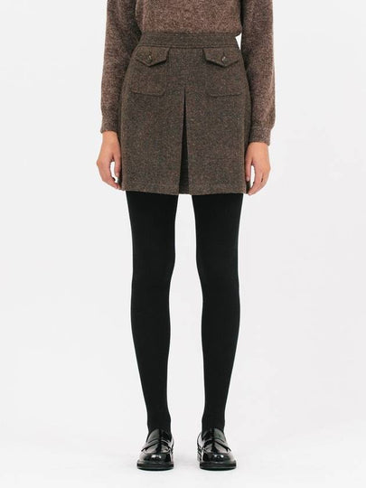 Pocket Wool Short A-Line Skirt Brown - JUN BY JUN K - BALAAN 2