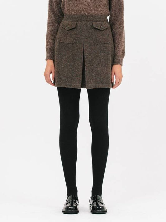 Pocket Wool Short A-Line Skirt Brown - JUN BY JUN K - BALAAN 2