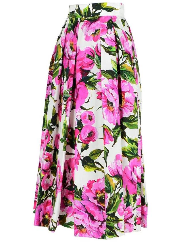 Dolce & Gabbana 'Peonies' Pink Cotton Skirt - DOLCE&GABBANA - BALAAN 2